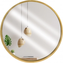 Wandspiegel rond met gouden houten lijst 50 cm