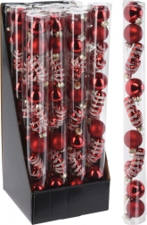 Glazen kerstballen rood 3 cm, set van 9 stuks