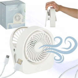 Tafel mini-ventilator met klem, draadloze USB, 3 snelheden, 11,5 cm, wit