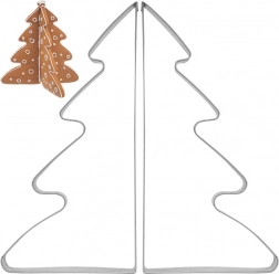 Set uitsteekvormen voor koekjes kerstboom 3D, roestvrij staal, 15,5 cm, 2 stuks