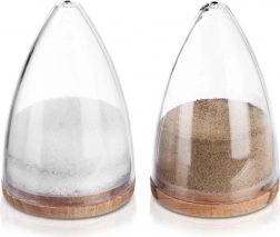 Zout- en peperstrooier, set van 2 stuks, kegelvormig design met houten deksel