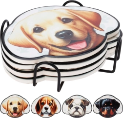 Set onderzetters met houder – honden, 4 stuks