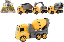 Plastic bouwvoertuigje met vliegwiel 10 cm – 3 soorten