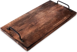 Houten serveerblad met metalen handgrepen 40,5 × 21,5 cm