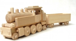 Houten stoomlocomotief met wagon CEEDA CAVITY