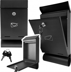 Brievenbus van verzinkt staal met krantenrol, zwart 32,5 × 22,5 × 9,5 cm