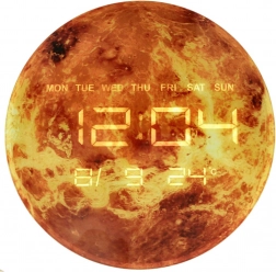 Wandklok planeet Mars met LED-display 32 cm – Oranje