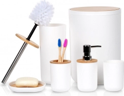 Witte badkamer set 6-delig met bamboe details