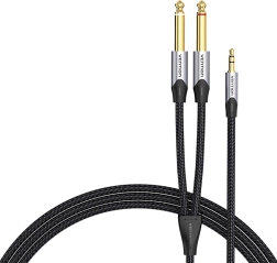 Audiokabel mini‑jack 3,5 mm naar 2x jack 6,35 mm male van Vention, 8 m