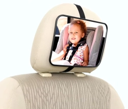 Achteruitkijkspiegel voor kinderen voor in de auto, voor hoofdsteun, verstelbaar 18,8 × 13,5 cm
