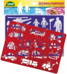 Tekenstencils met transport en mensen