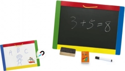 Houten dubbelzijdig magnetisch bord 42 × 30 cm met krijtjes en stift