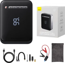 2-in-1 starthulp en compressor Baseus Super Energy, 8000 mAh, 1000 A (zwart)