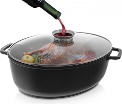 Granieten ovale braadslede met deksel 12 l ORION Grande