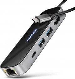 Multipoort USB‑C hub 6‑in‑1 met HDMI 4K/60 Hz, GLAN en PD 100 W