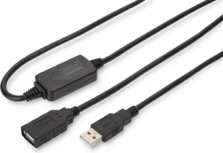Actieve USB 2.0-verlengkabel USB-A (male) naar USB-A (female) 15 m, zwart