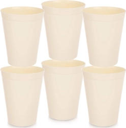 Crèmekleurige plastic bekers SANDY 300 ml – set van 6 stuks