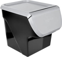 Kunststof box voor fruit en groenten met klepdeksel 13 l, grijs