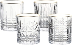 Whiskyglaas set 290 ml, 4 stuks met gouden rand