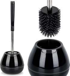 Siliconen toiletborstel met houder en pincet, zwart 42 cm