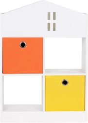 Kinderhuis-boekenkast met vakken en stoffen boxen ECOTOYS