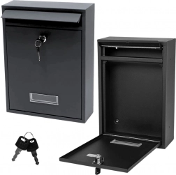 Brievenbus van verzinkt staal, zwart 32 × 21,5 × 8,5 cm