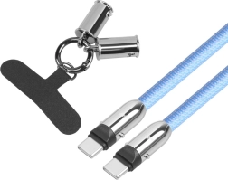 Blauwe USB‑C-kabel 2-in-1 met nekkoord 1 m