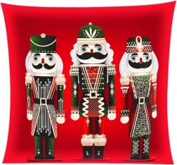 Pluchen kussenhoes 40 × 40 cm met NUTCRACKER-motief – Notenkraker