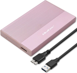 Aluminium behuizing voor 2,5" SATA-schijf met USB 3.0, 5 Gb/s, tot 2 TB – roze