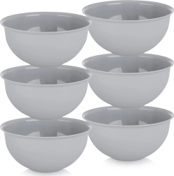 Kunststof kommen Sandy 13 cm, 500 ml - 6 stuks – Grijs