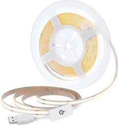 Solight LED COB-strip 5 m warm wit 3000 K USB met schakelaar 8 mm