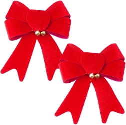 Kerststrikken van fluweel 13 × 16 cm, 2 stuks
