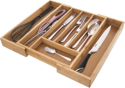 Bamboe uitschuifbare besteklade-organizer 35,5 × 26 cm
