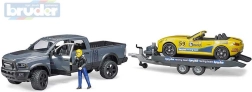 Bruder terreinwagen RAM met sportwagen en figuur