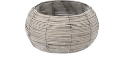 Grijze ronde rieten plantenmand 39 × 21 cm