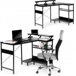 Hoekcomputerbureau met 3 legplanken ModernHome