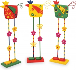 Decoratieve houten vogeltjes – set van 3 stuks