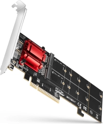 axagon pcie x8-adapter voor 2× m.2 nvme met raid, compatibel zonder bifurcatie, volle en low-profile slotplaat