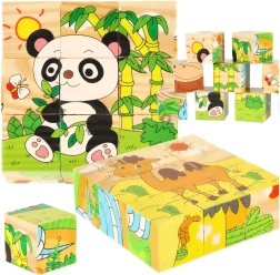 Houten educatieve puzzel Safari 3D 6v1
