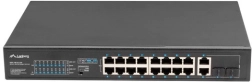 onbeheerde poe+ switch 16× fast ethernet met 2× combo gigabit-uplink, 250 w, 19″ rack lanberg
