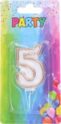 Feest kaars nummer 5 goud