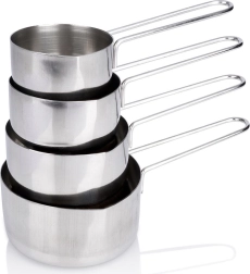 Roestvrijstalen maatbekers voor de keuken, set van 4 stuks