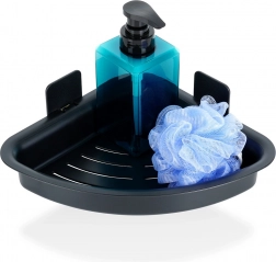 Zwarte hoekdoucheplank, zelfklevend 28 × 22 × 8 cm