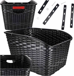 Rotanlook achterfietsmand voor bagagedrager met reflector