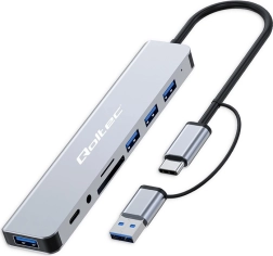 HUB-adapter 8-in-1 USB-C/USB met ondersteuning voor SD/TF-kaarten en 3,5 mm Jack