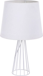 Witte tafellamp met metalen roosterbasis 40 cm