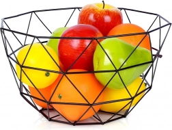 Metalen fruitmand met afneembare haak, zwart