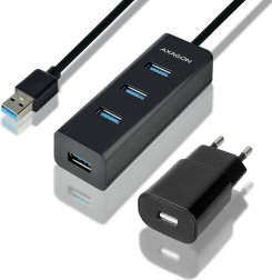 HUE-S2BP 4-poorts USB 3.2 Gen 1-oplaadhub, 1,2 m kabel, netstroomadapter