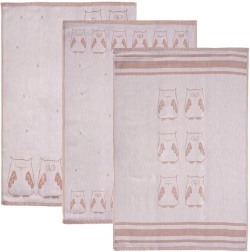 Katoenen keukendoeken Uil grijs 70 × 50 cm - 3 stuks