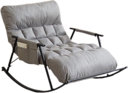 Schommelbank voor twee met zwarte metalen basis – grijs